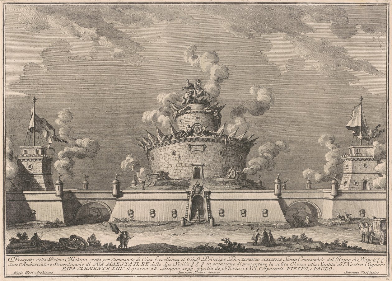 La Prima Macchina per la Chinea del 1759: Una Fortezza da after Giuseppe Palazzi Giuseppe Vasi after Paolo Posi
