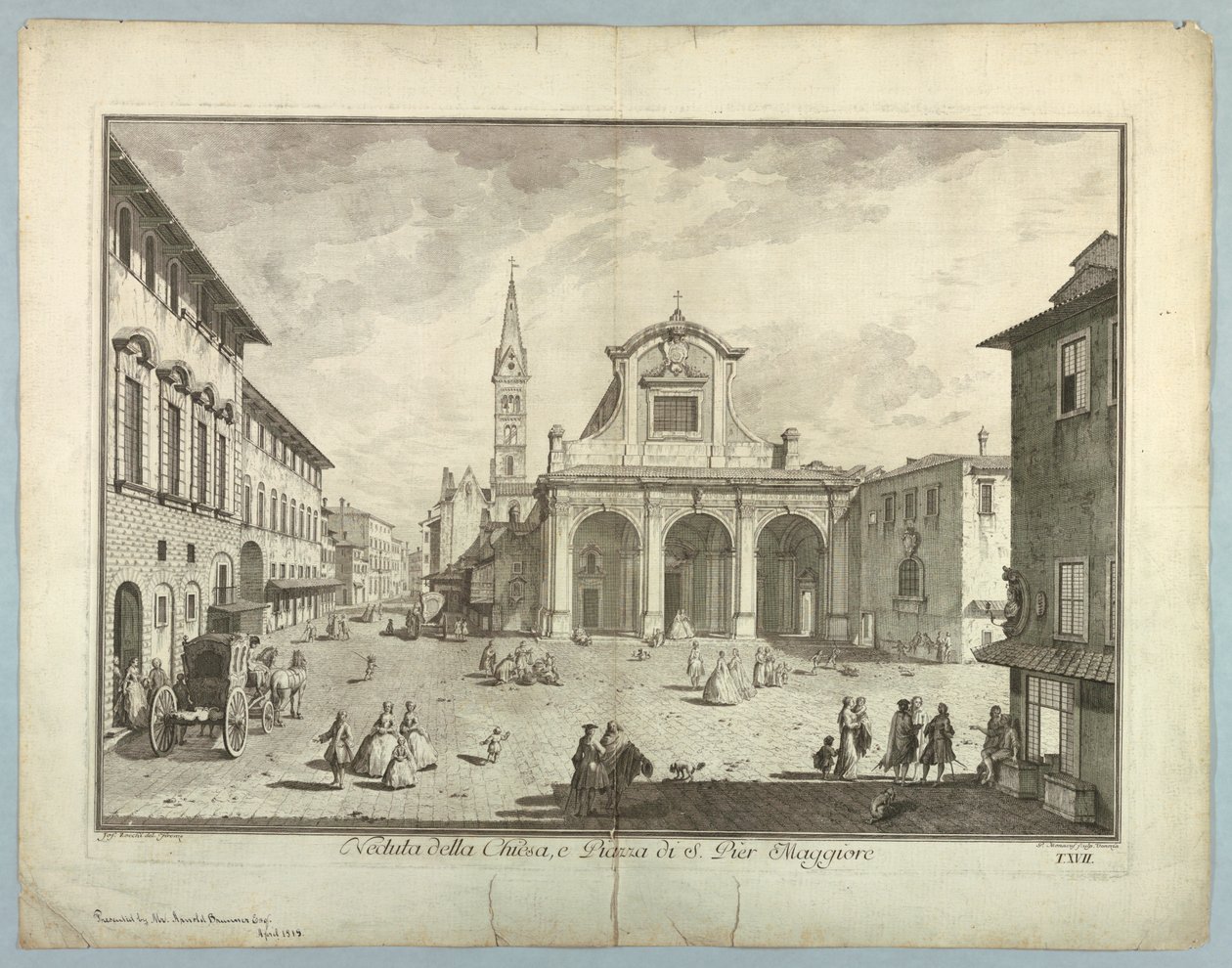 Veduta di Firenze, tavola da "Scelta di XXIV Vedute delle principali contrade, piazze, chiese, e palazzi della Città di Firenze" da after Giuseppe Zocchi