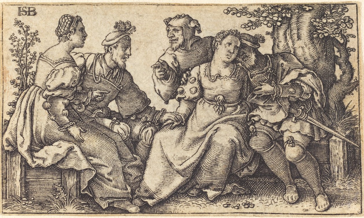 Due coppie innamorate con clown da after Hans Sebald Beham