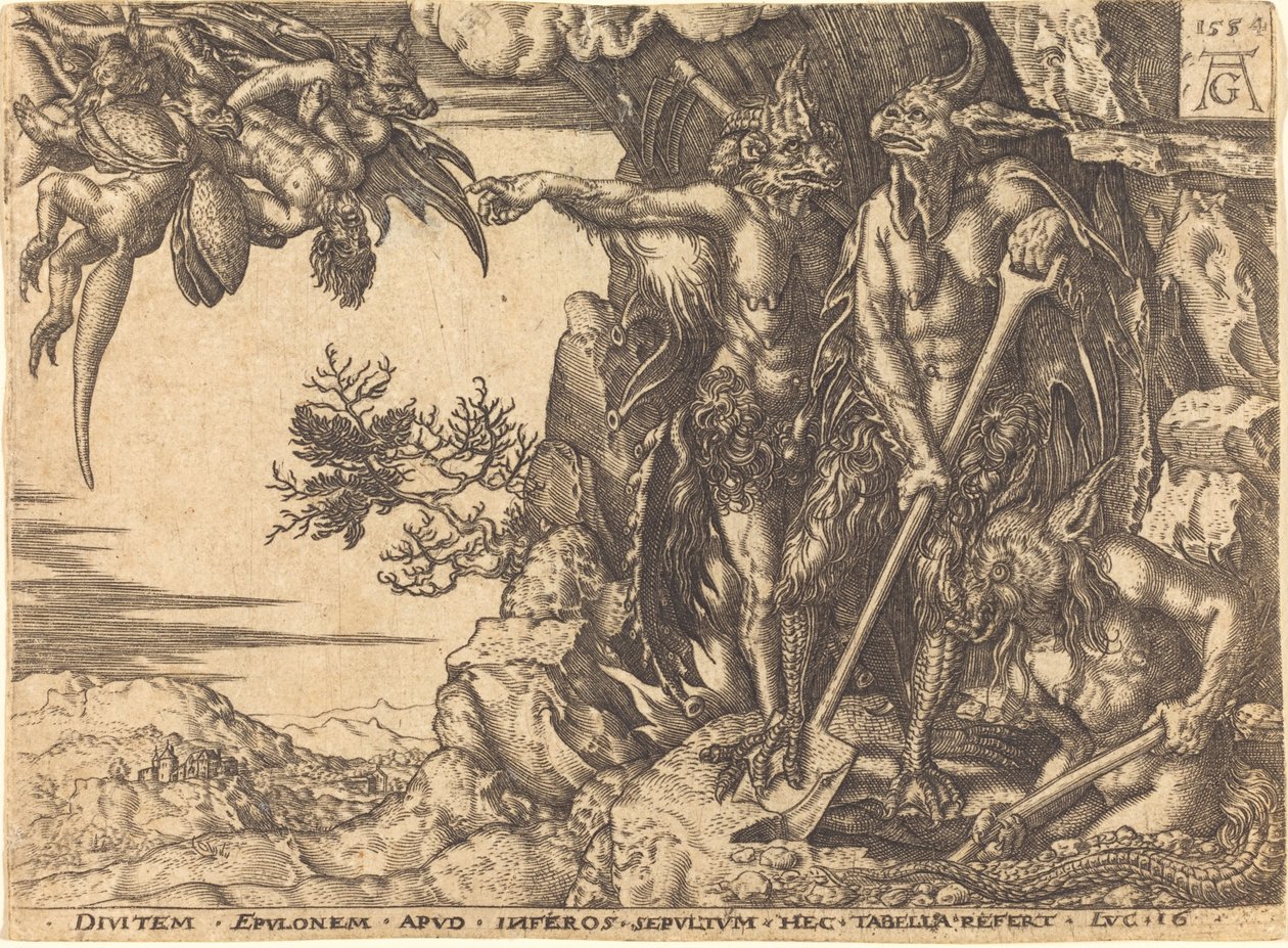 Il ricco portato via dal diavolo da after Heinrich Aldegrever