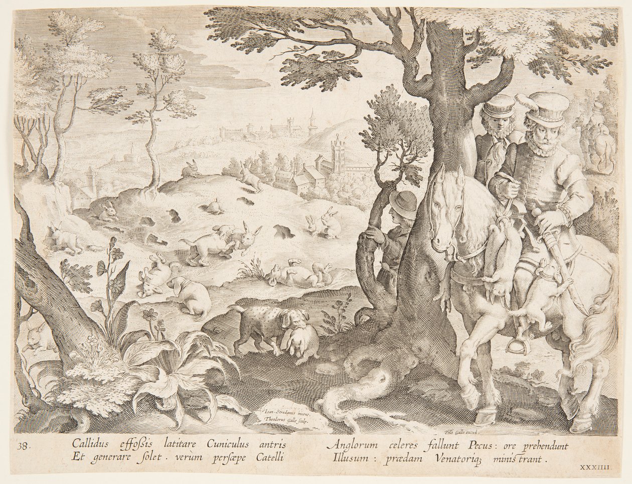 Caccia al coniglio da after Jan van der Straet, called Stradanus