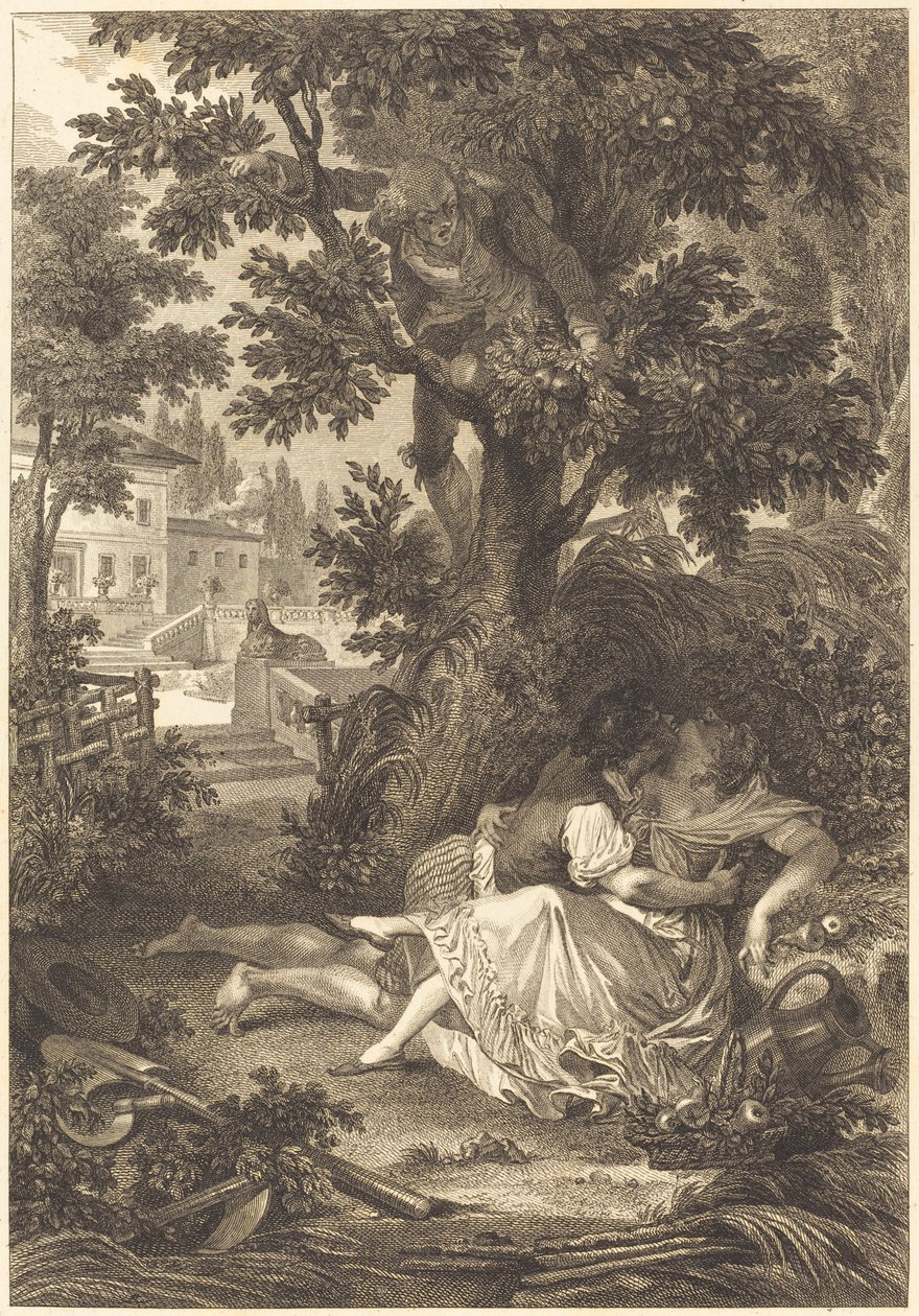 La gageure des trois commeres: Le poirier da after Jean Baptiste Mallet