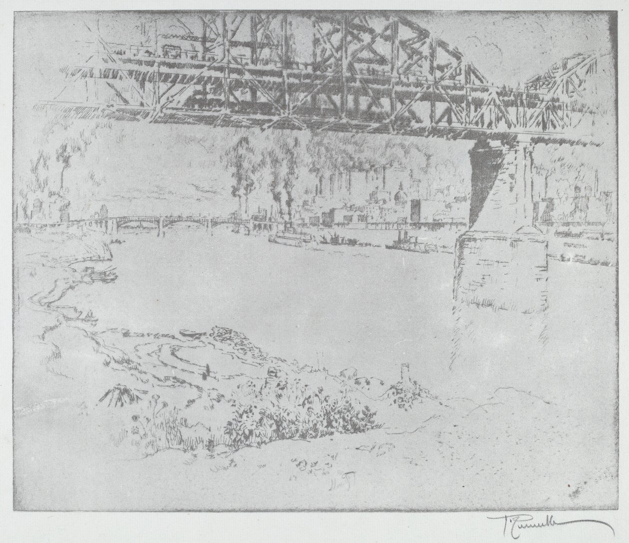Il ponte della città, St. Louis da after Joseph Pennell