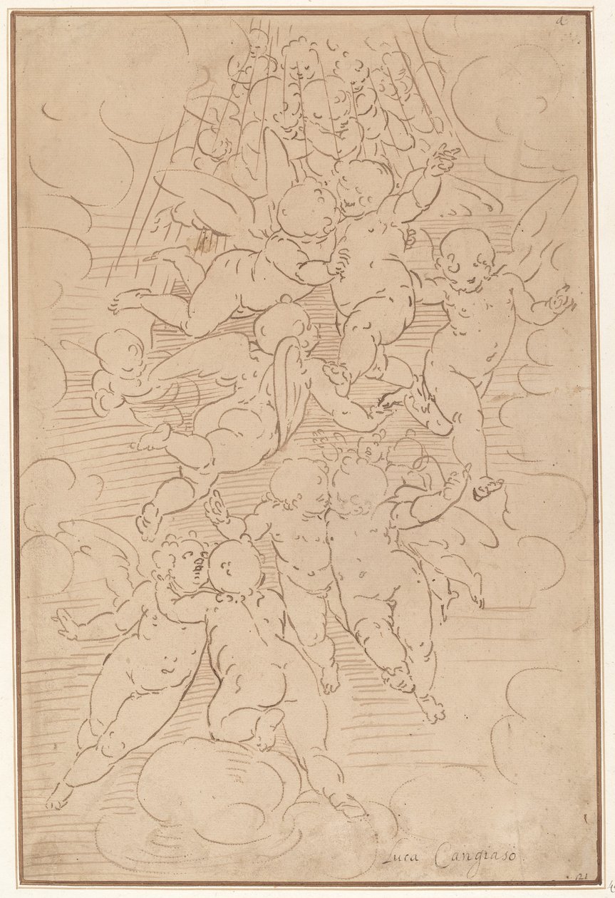 Un Gruppo di Angeli in Gloria da after Luca Cambiaso Italian 17th Century