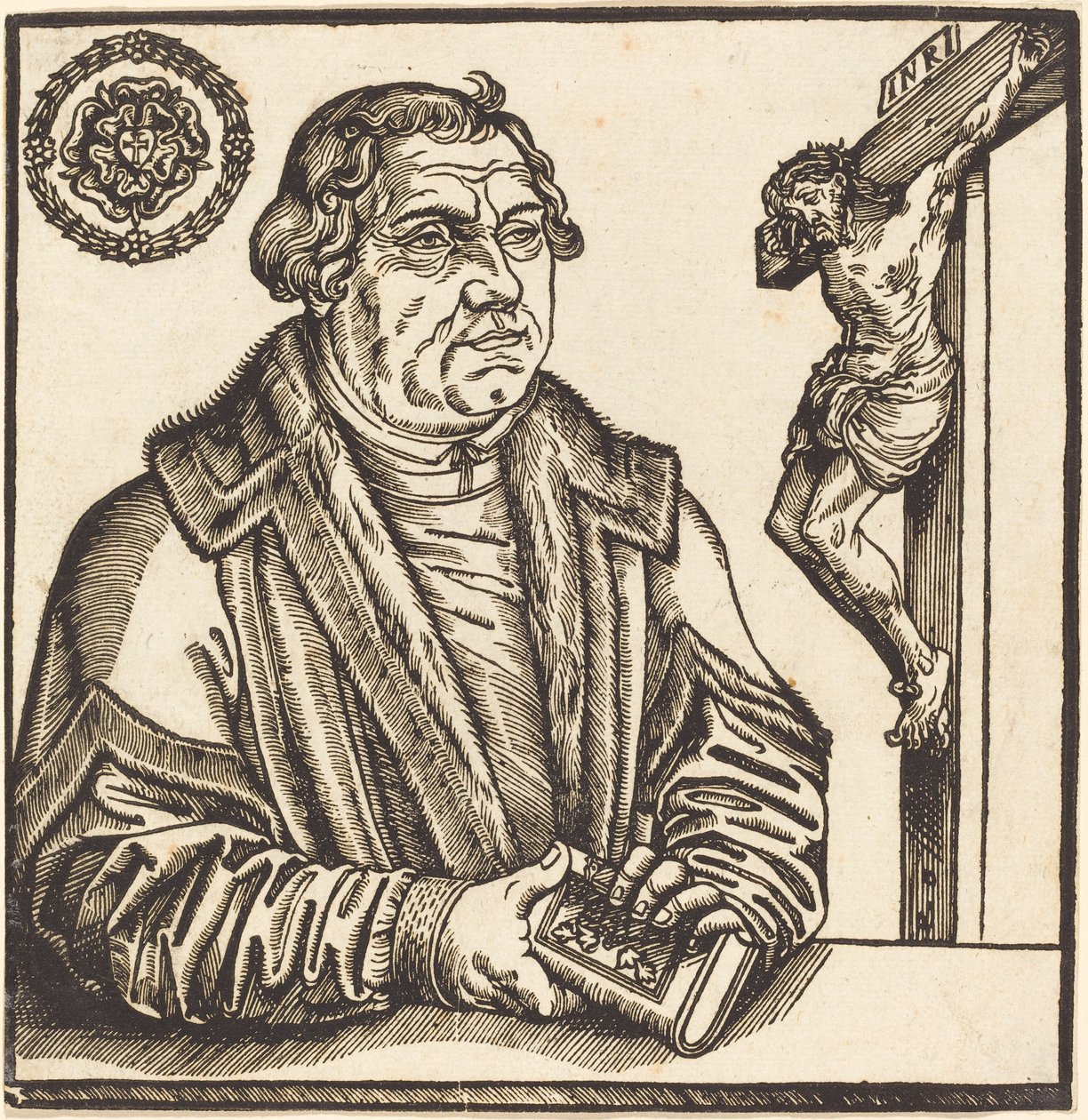 Martin Lutero, Mezzo Busto a Sinistra con un Libro in Mano da after Lucas Cranach the Younger