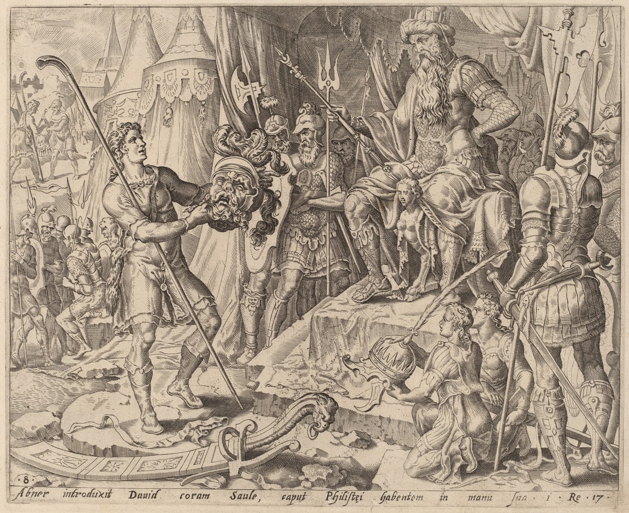 Davide con la testa di Golia davanti a Saul da after Maerten van Heemskerck