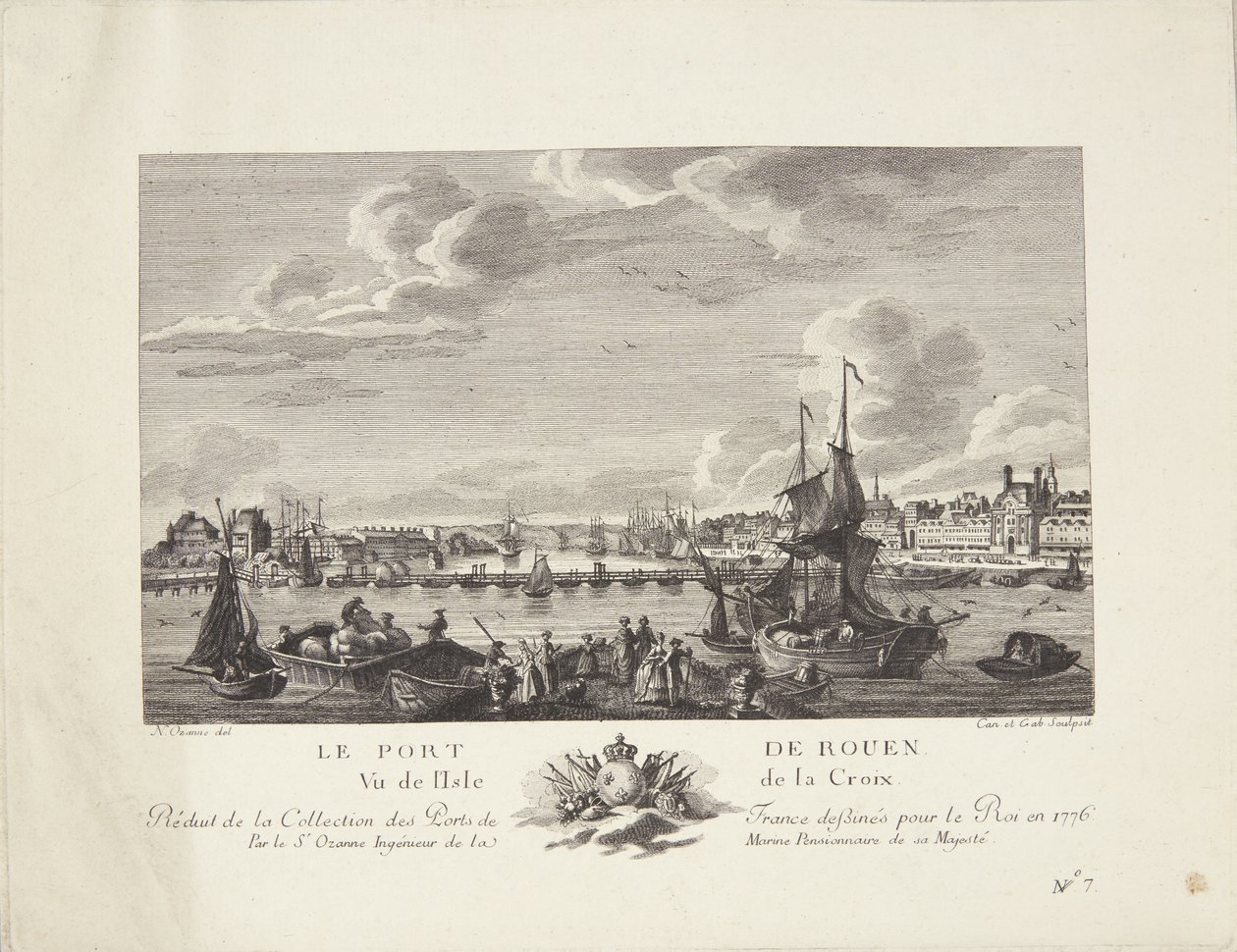 Il porto di Rouen da after Nicolas Marie Ozanne