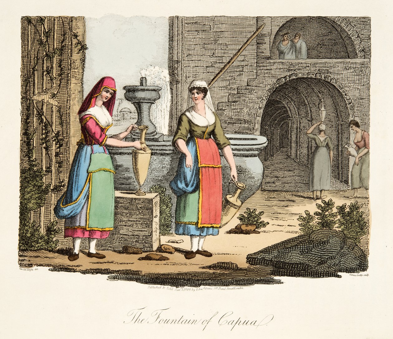 La Fontana di Capua, da Italian Scenery, rappresentante i Costumi, le Usanze e i Divertimenti dei diversi Stati d