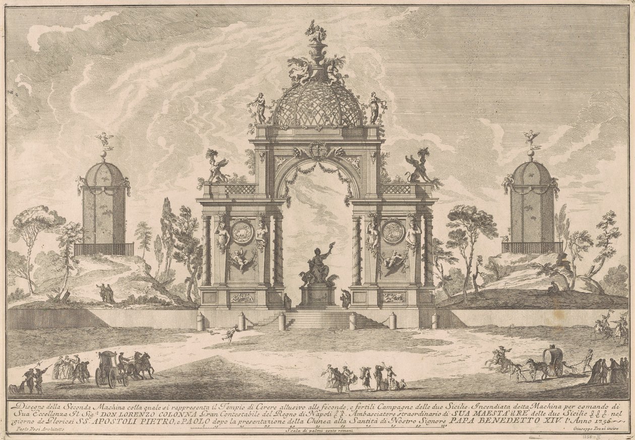 La Seconda Macchina per la Chinea del 1756: Il Tempio di Cerere da after Paolo Posi Giuseppe Pozzi