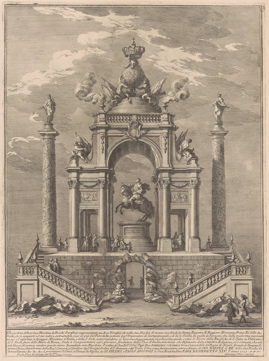 La Prima Macchina per la Chinea del 1751: Arco di Trionfo per Ruggero I di Sicilia da after Paolo Posi Giuseppe Vasi