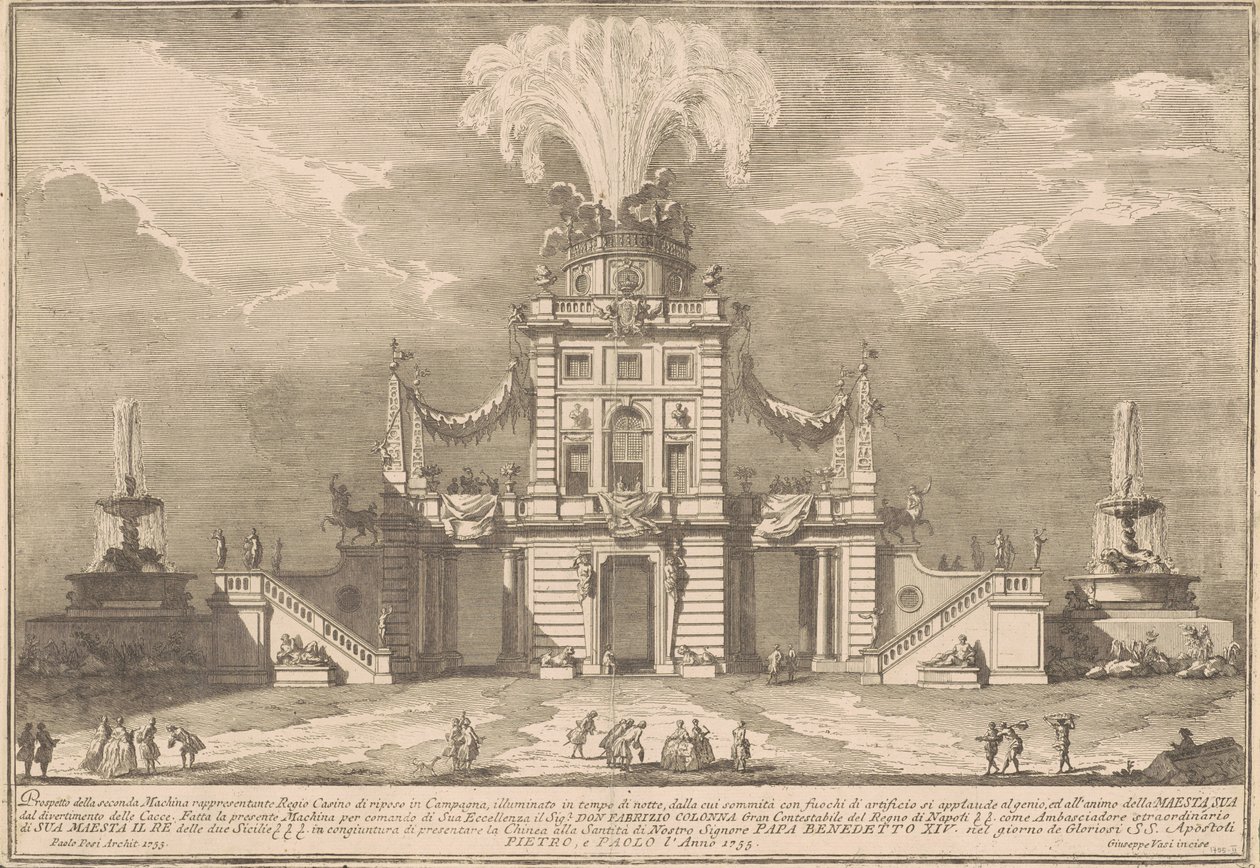 La seconda macchina per la Chinea del 1755: Un padiglione di caccia reale da after Paolo Posi Giuseppe Vasi