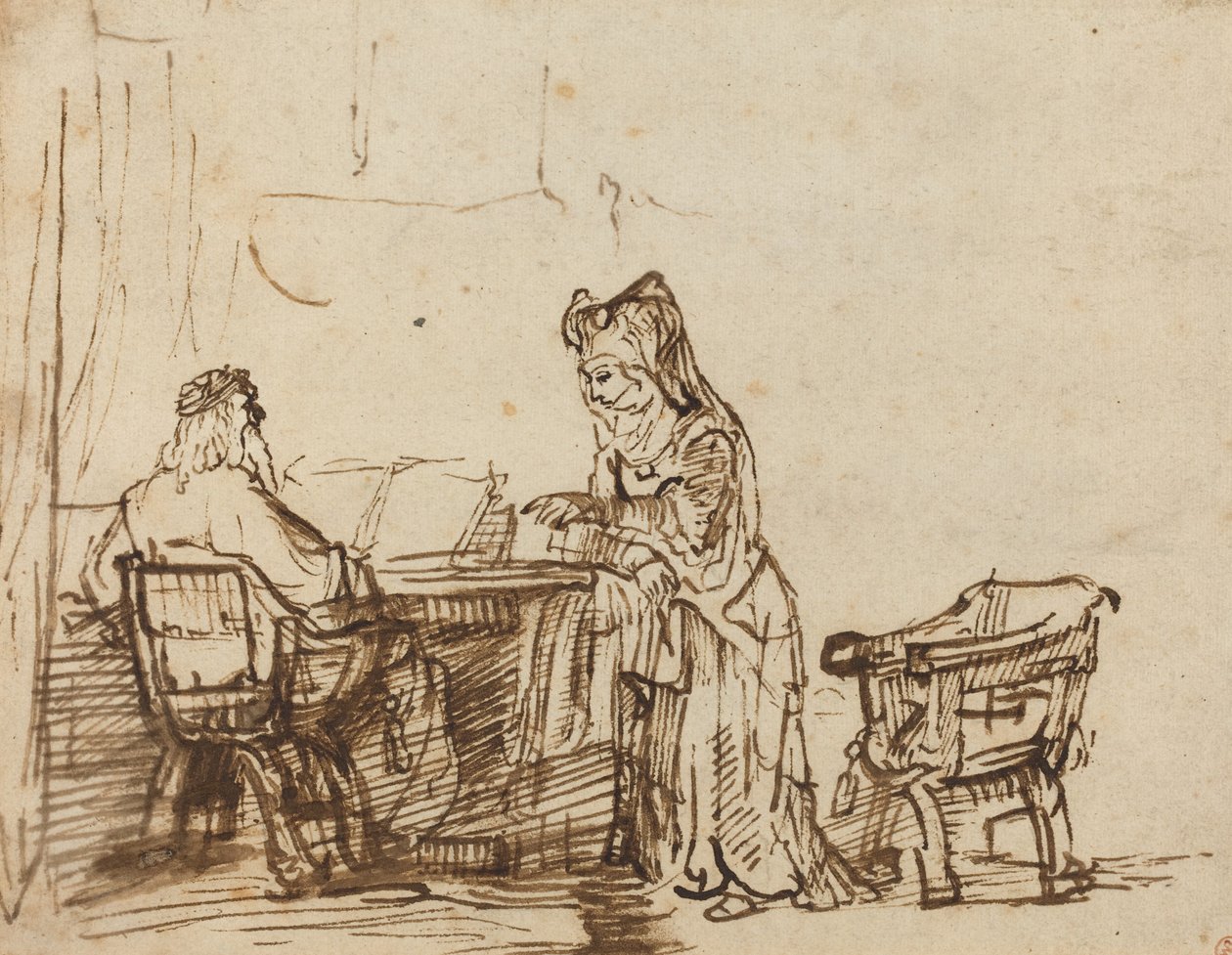 Anna che respinge i rimproveri del profeta Eli da after Rembrandt van Rijn