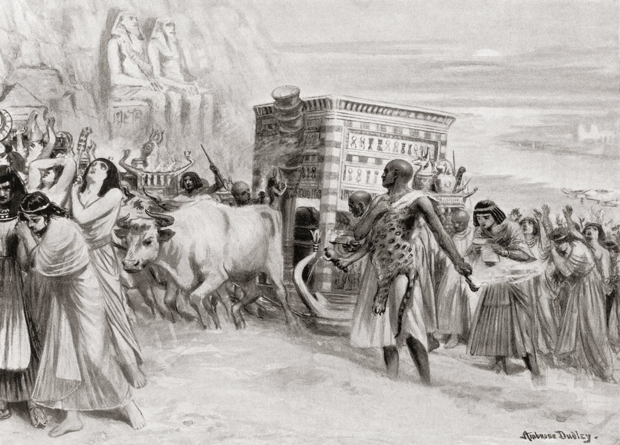Un corteo funebre durante la XIX Dinastia, antico Egitto, da Hutchinsons History of the Nations, pub.1915 da after Robert Dudley