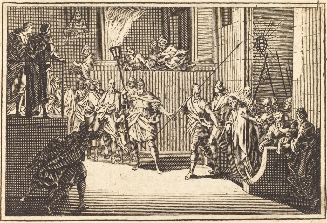 Cristo davanti ad Anna da after Sébastien Le Clerc I