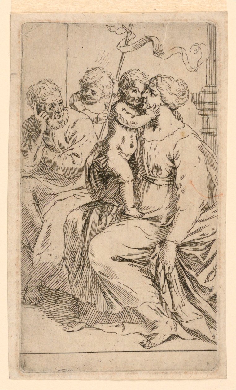 La Sacra Famiglia con San Giovanni da after Simone Cantarini