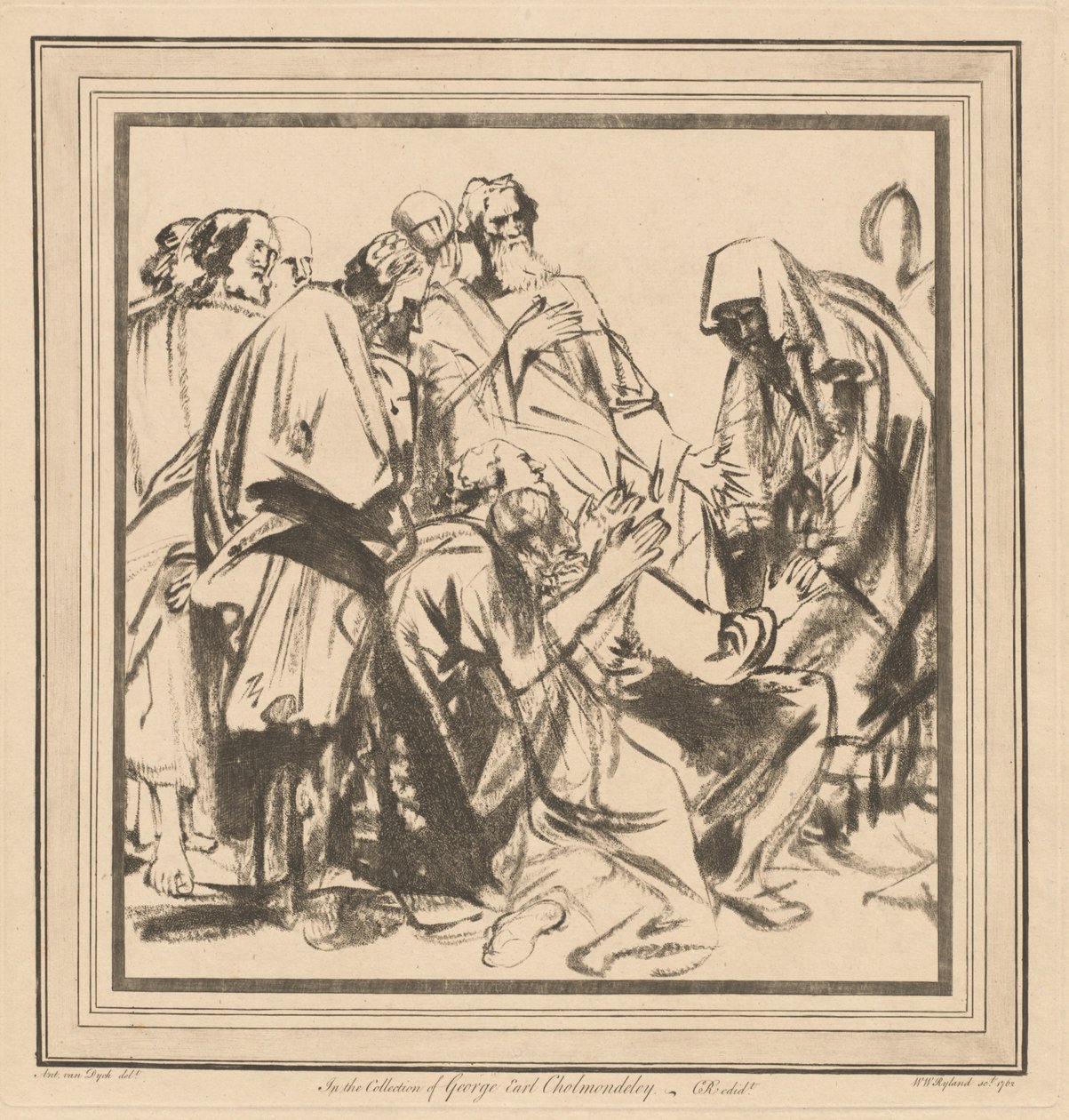 Giacobbe Convinto a Mandare Beniamino con i Suoi Fratelli in Egitto da after Sir Anthony van Dyck William Wynne Ryland