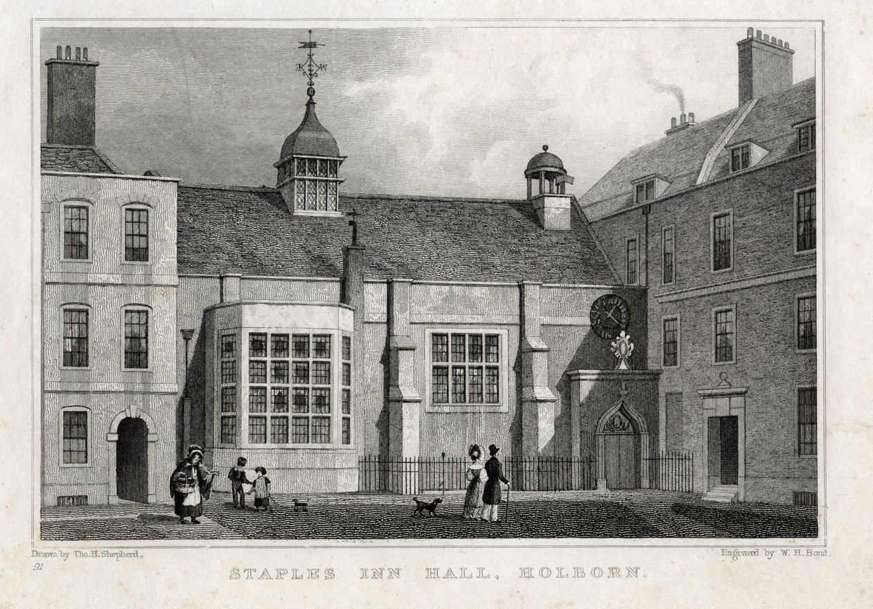 Staples Inn Hall Holborn, 1830 da Thomas Hosmer after Shepherd