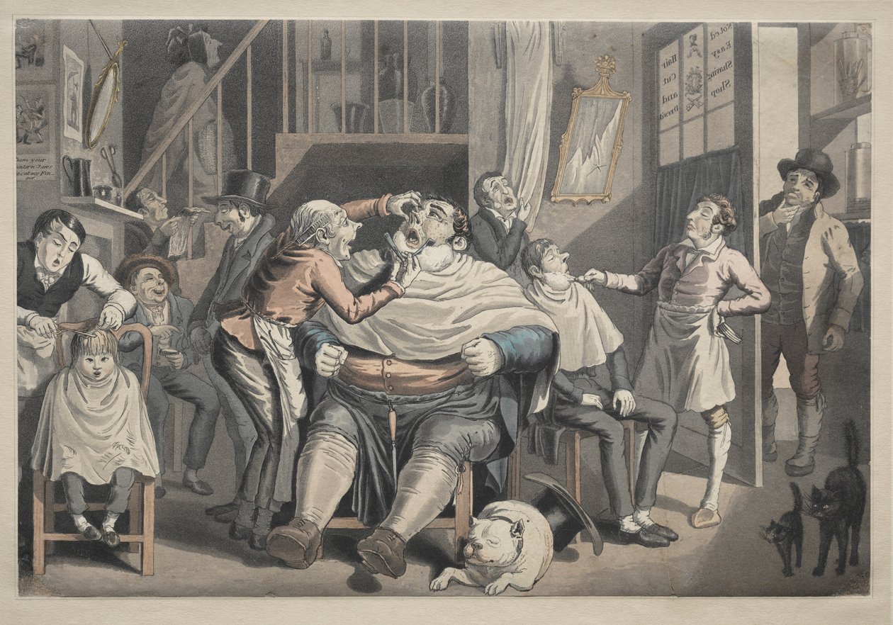Una Bottega del Barbiere da after Thomas Rowlandson