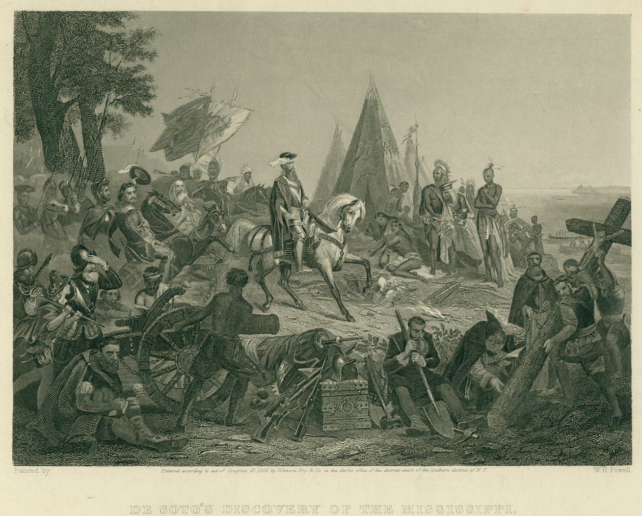 La scoperta del Mississippi da parte di De Soto da after W.H. Powell