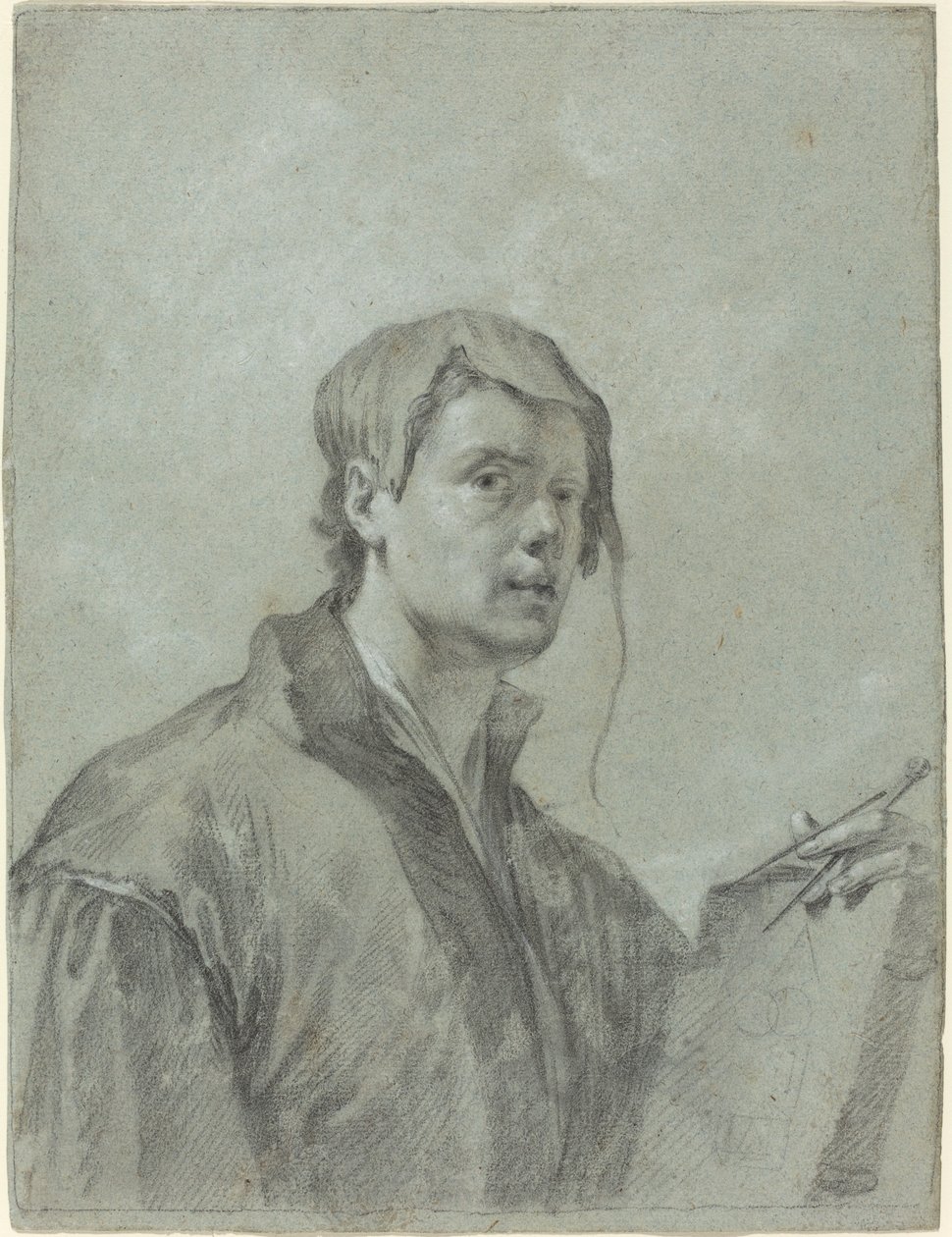 Un artista con un libro e una bussola da after Willem Drost