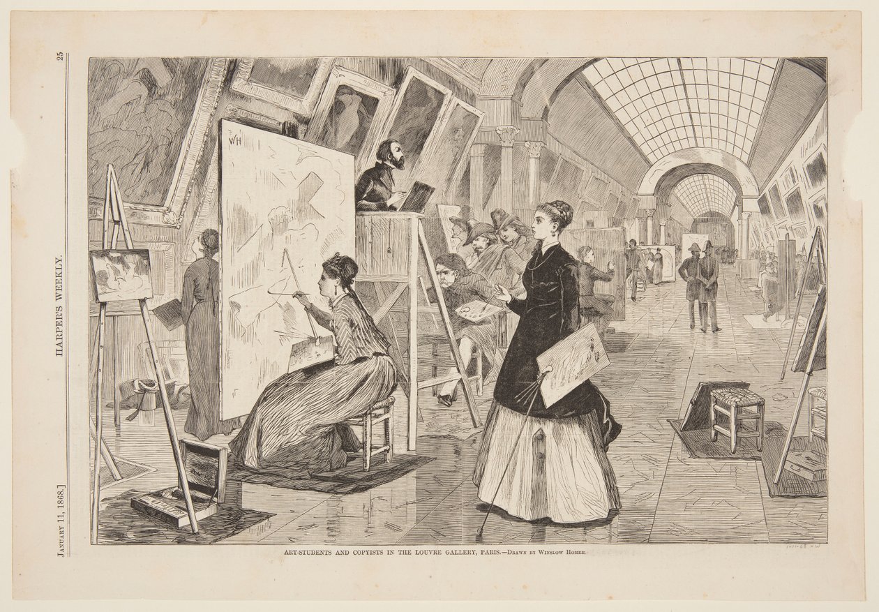 "Arte - Studenti e copisti nella Galleria del Louvre, Parigi" da after Winslow Homer