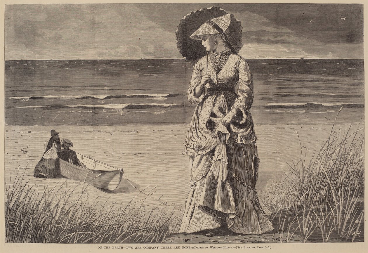 Sulla spiaggia - Due sono compagnia, tre sono troppi da Winslow Homer