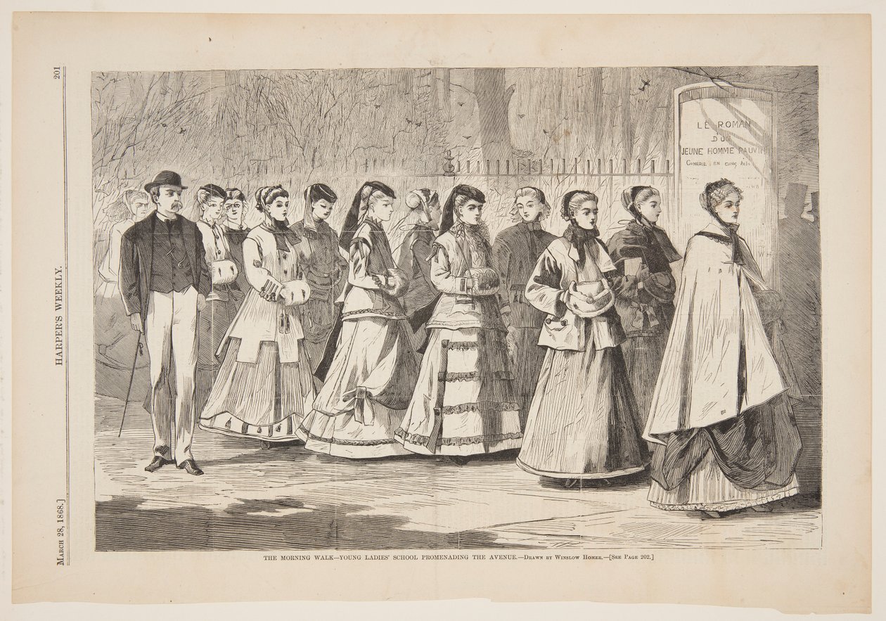Passeggiata Mattutina – Scuola di Giovani Donne che Passeggiano nel Viale da after Winslow Homer