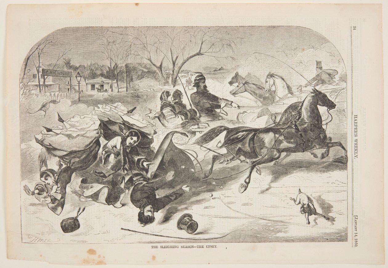La stagione delle slitte – Il ribaltamento da after Winslow Homer