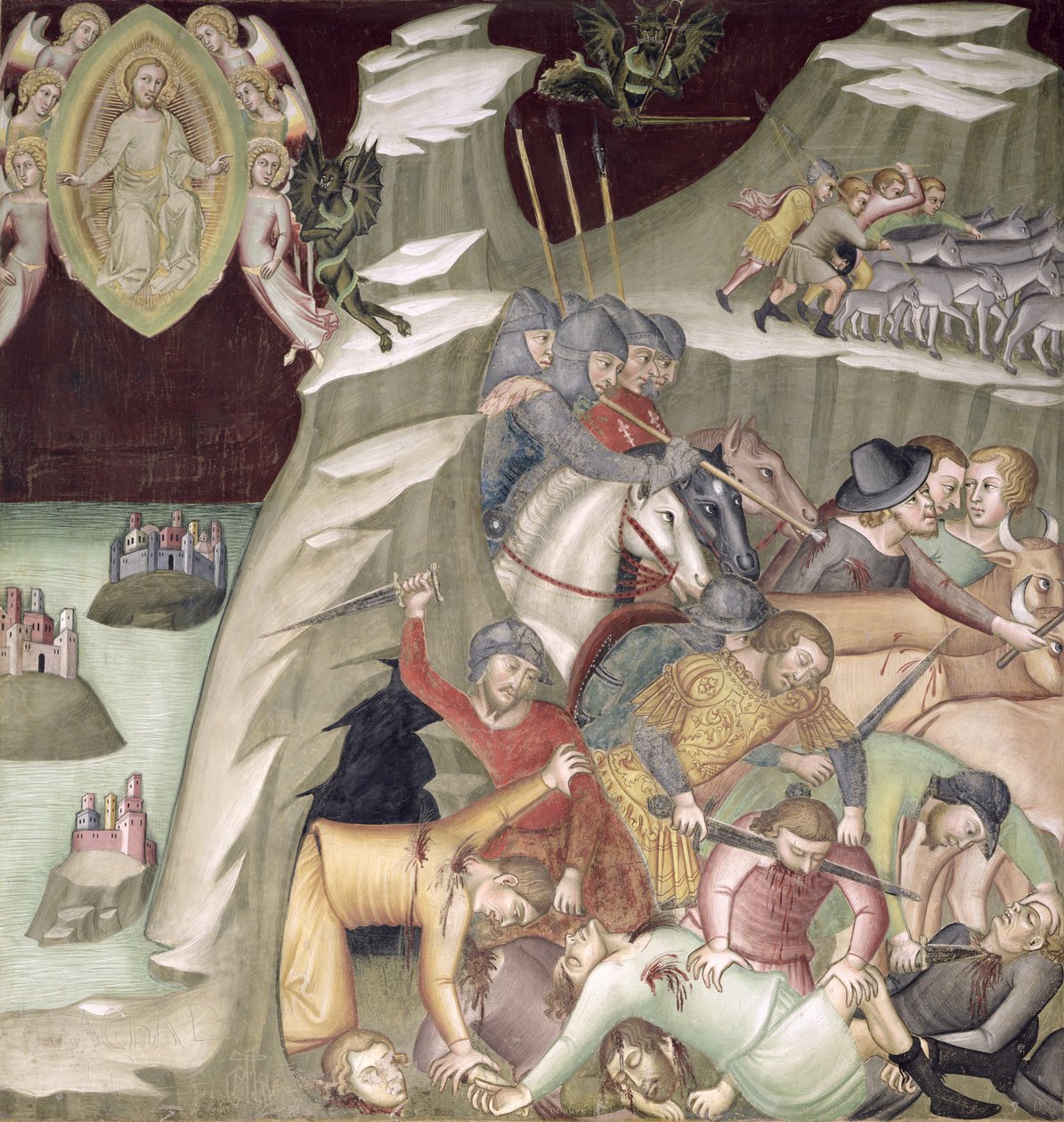 Il massacro dei servi e dei pastori di Giobbe da also Manfredi de Battilori Bartolo di Fredi
