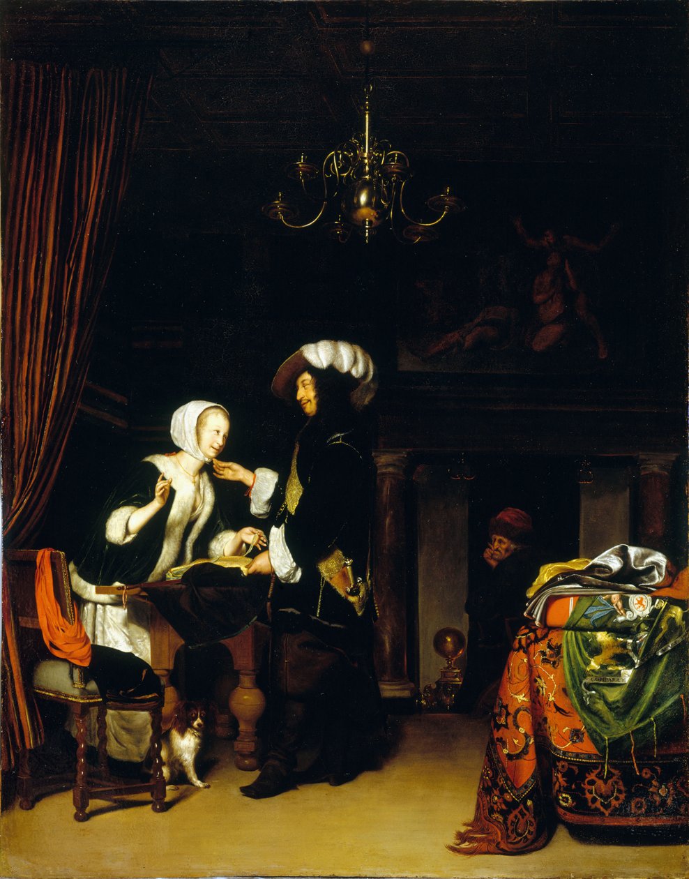 Francese: Le Gentilhomme dans la boutique, copia da Frans Mieris da anonymous 