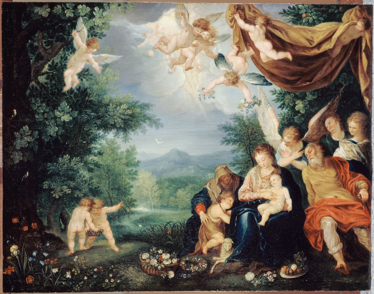 Francese: Le Repos de la Sainte Famille pendant la fuite en Égypte (La Sacra Famiglia a riposo durante la fuga in Egitto) da anonymous 