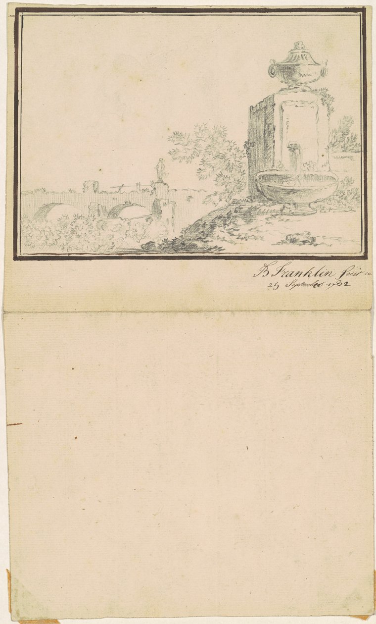 Paesaggio con fontana da attributed to Benjamin Franklin Bache