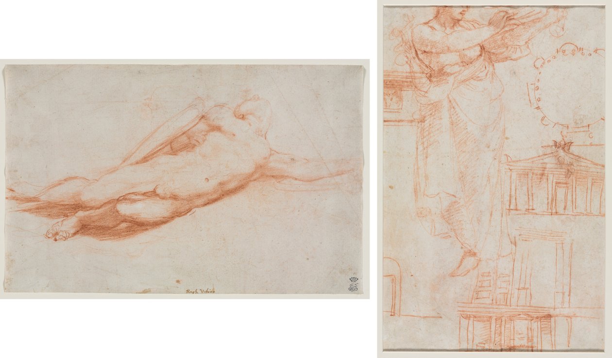 Studio di un Soldato Caduto (possibilmente la Conversione di Saulo) (recto); Una Figura Femminile Drappeggiata (possibilmente un