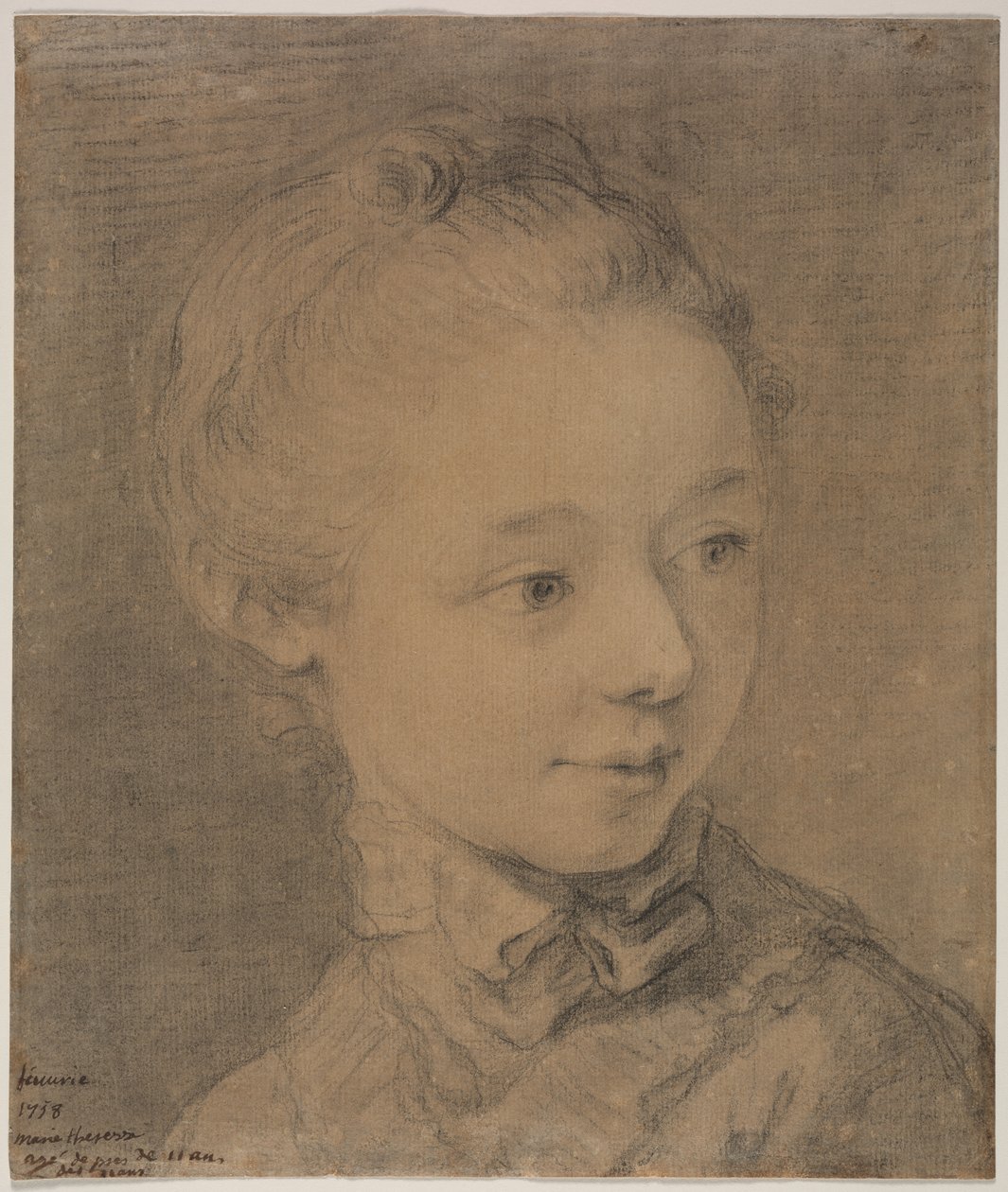 Testa di una giovane ragazza che si gira verso destra da attributed to François Hubert Drouais