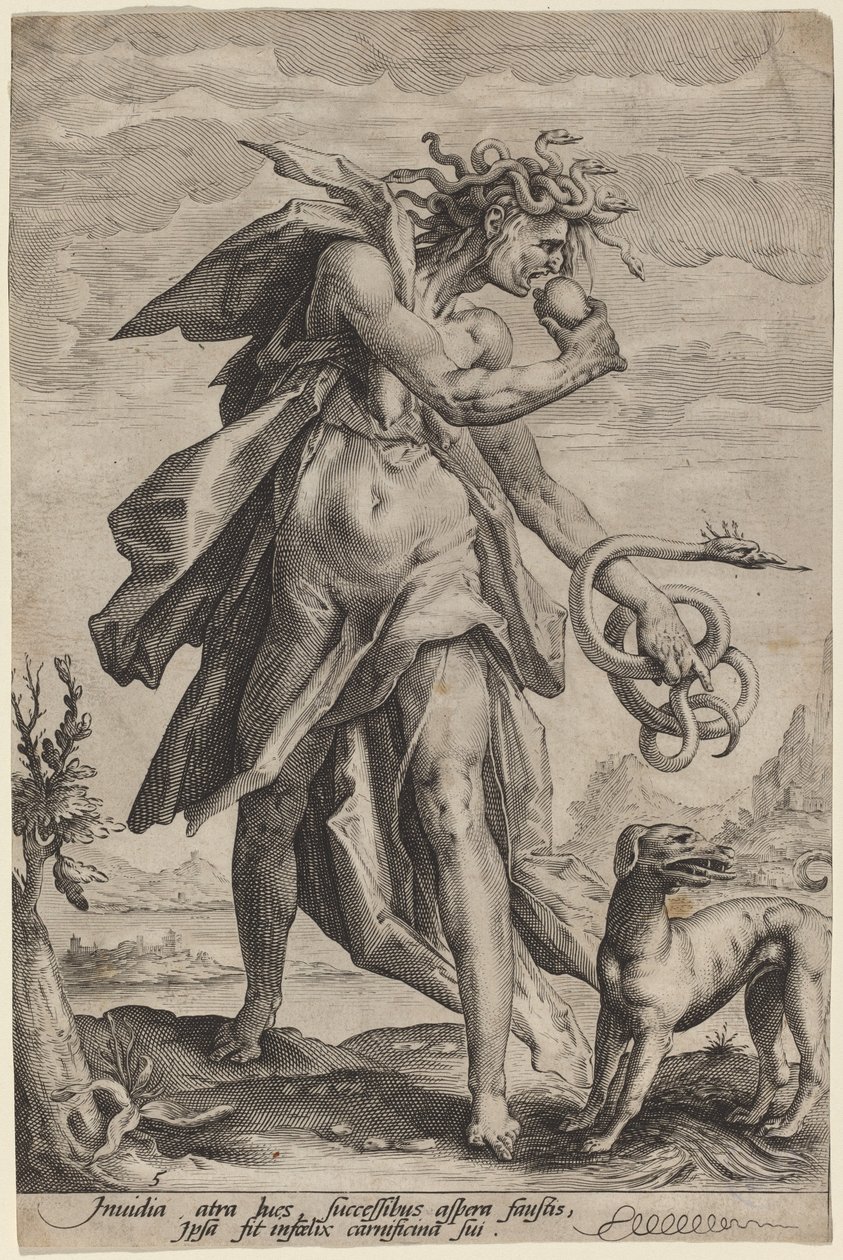 Invidia da attributed to Jacob Matham, after Hendrik Goltzius