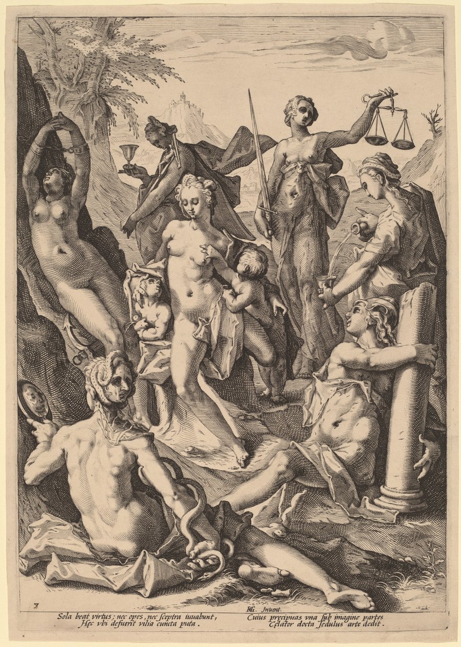 Le sette virtù da attributed to Jacob Matham, after Hendrik Goltzius