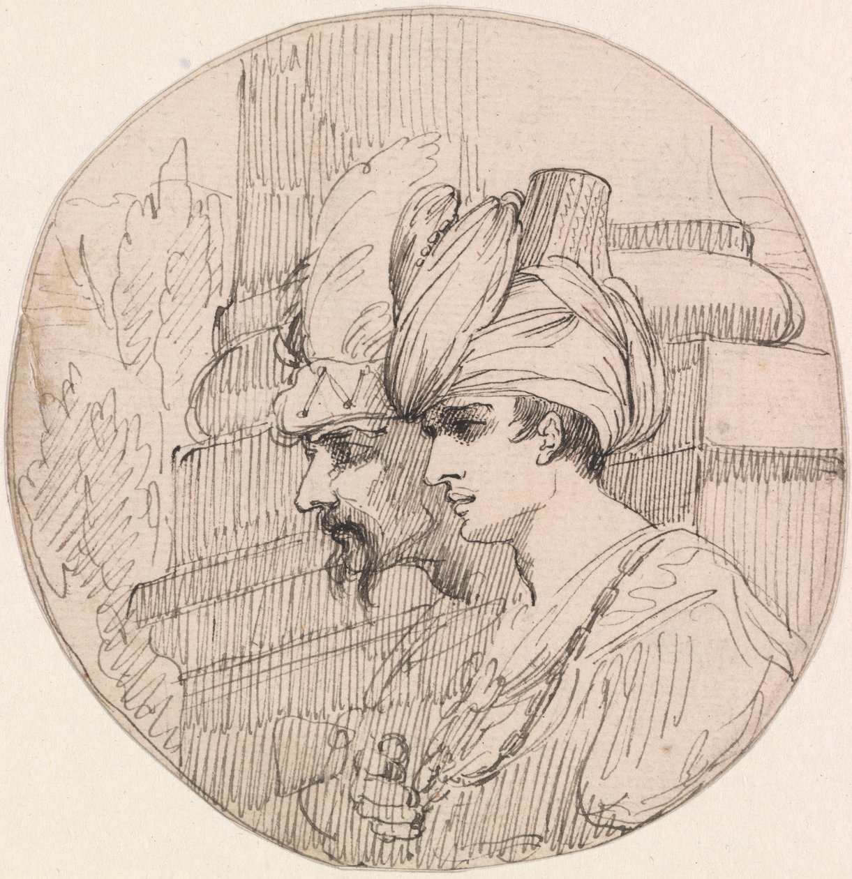 Due Teste in un Tondo da attributed to John Hamilton Mortimer