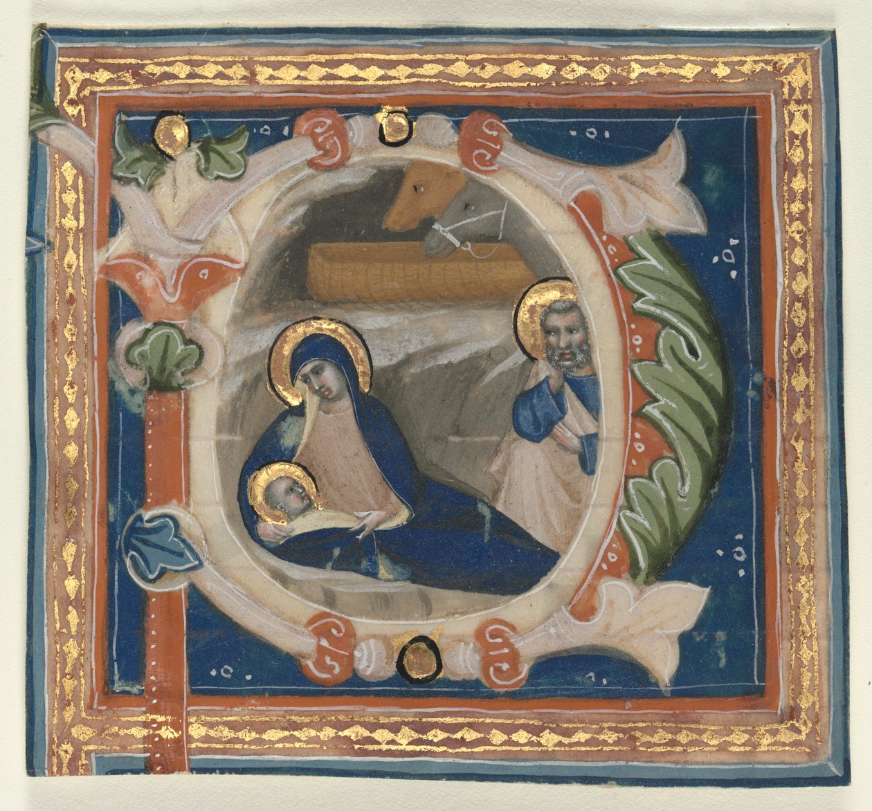 Lettera Iniziale Istoriata (P) Ritagliata da un Graduale: La Natività da attributed to Lippo Vanni