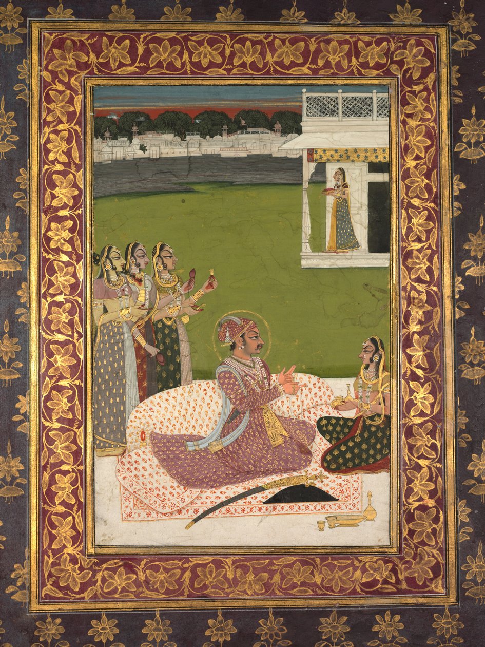 Ritratto del Maharaja Savant Singh con Consorte, Bani Thani da attributed to Nihal Chand