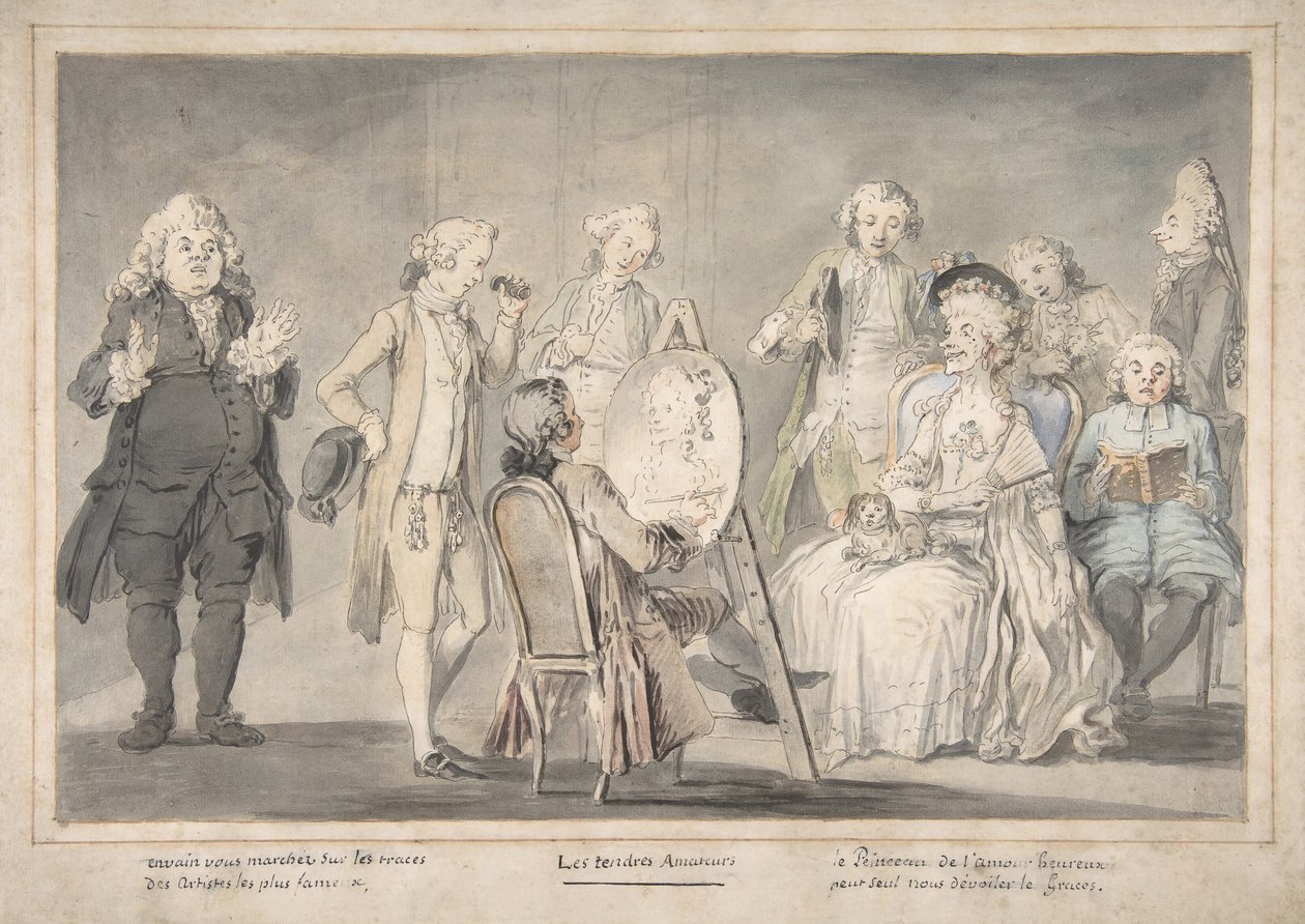 Disegno satirico: Artista che dipinge il ritratto di una vecchia signora, 1729-1804 da attributed to Pietro Antonio Novelli.