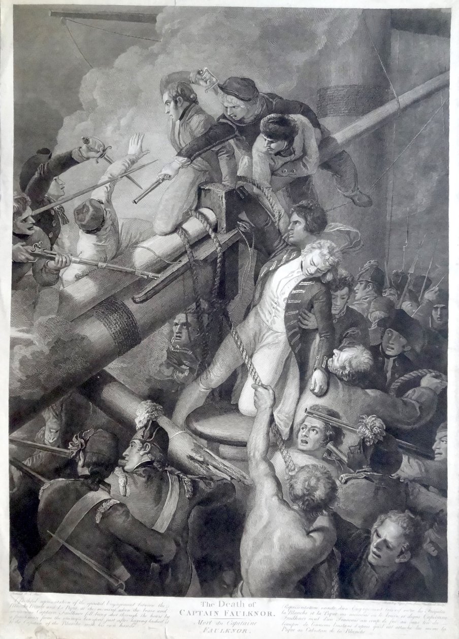 La morte del capitano Faulknor il giovane da burin de Blackberd daprès Stothard Eau-forte
