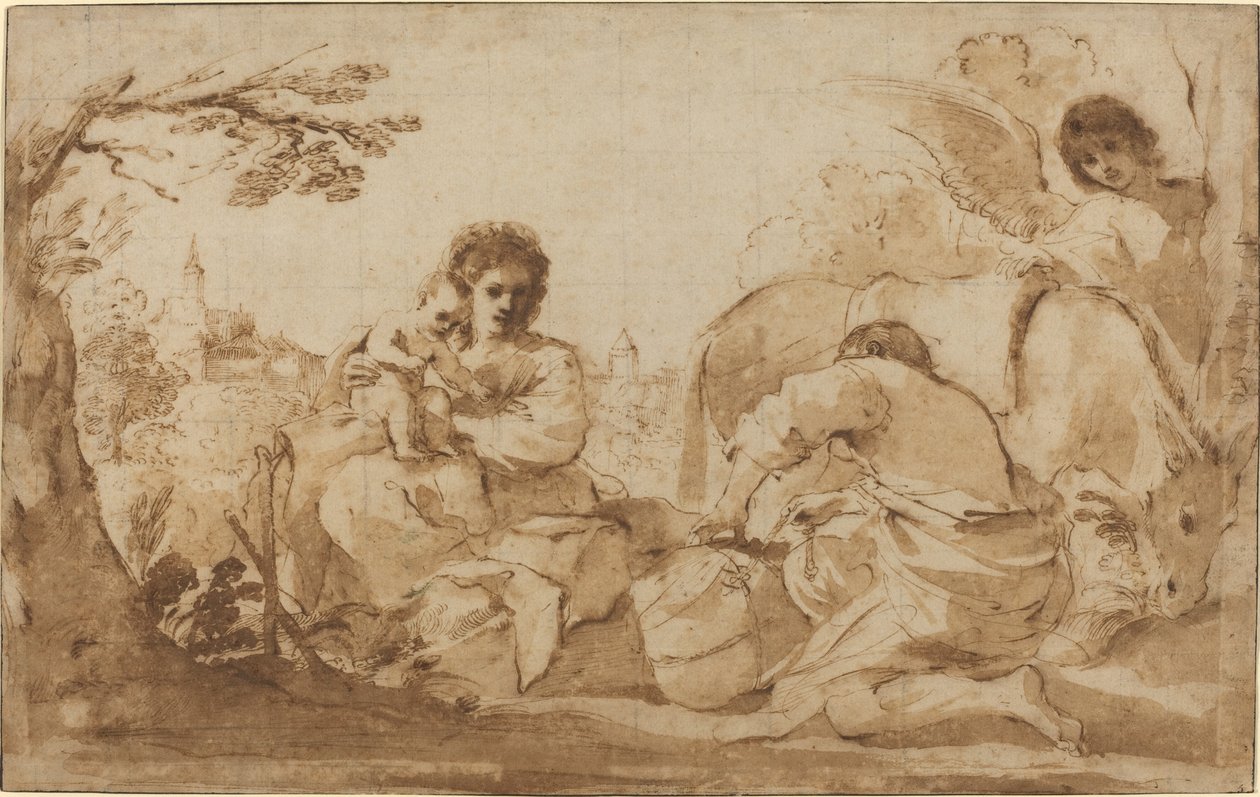 Il riposo durante la fuga in Egitto da called Guercino Giovanni Francesco Barbieri