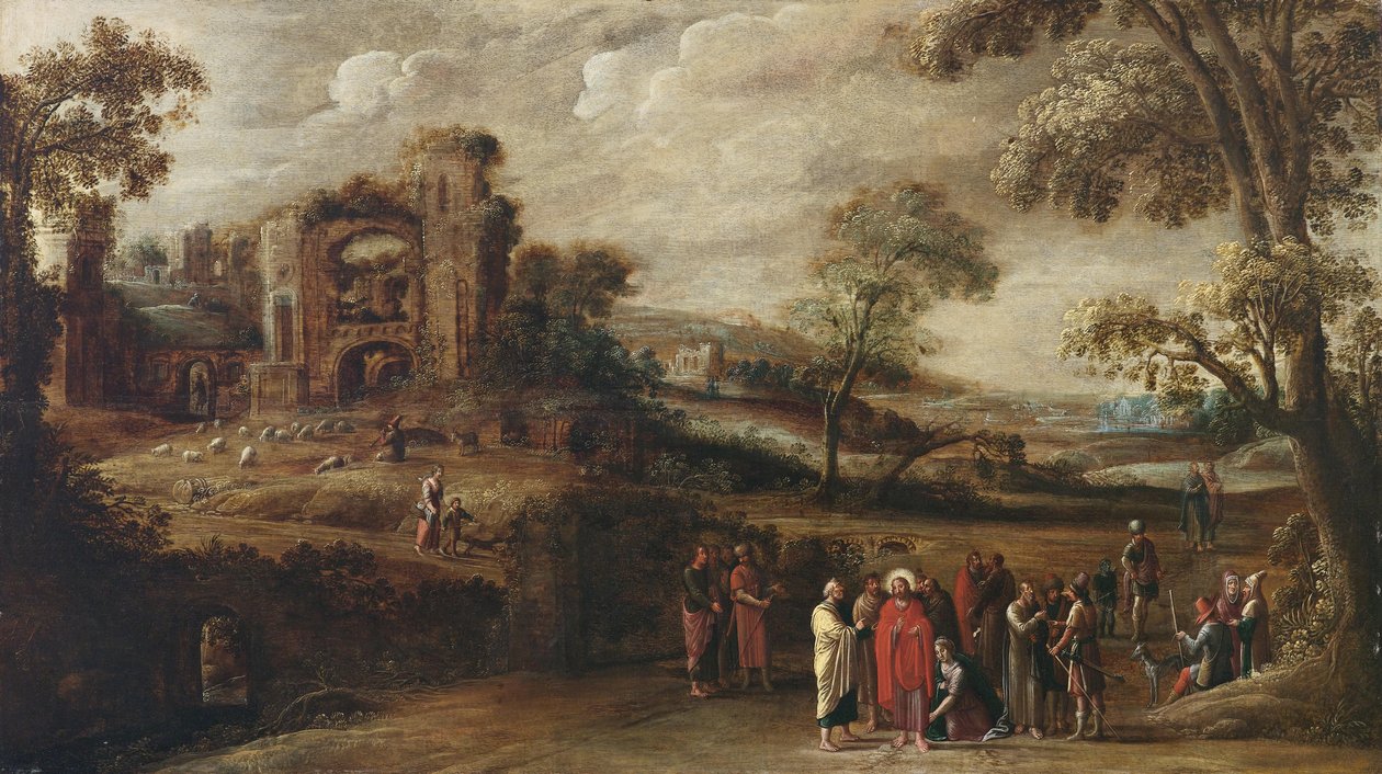 Cristo guarisce la donna emorroissa da circle of Simon Jordaens