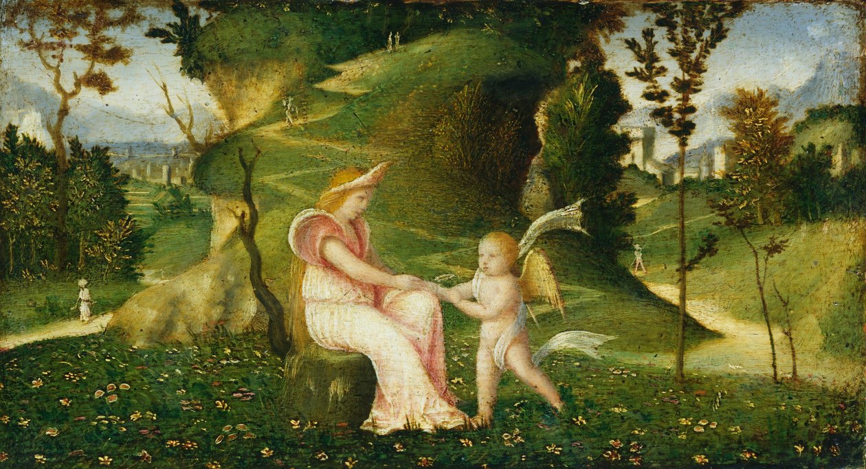 Venere e Cupido in un paesaggio da circle of Giorgione