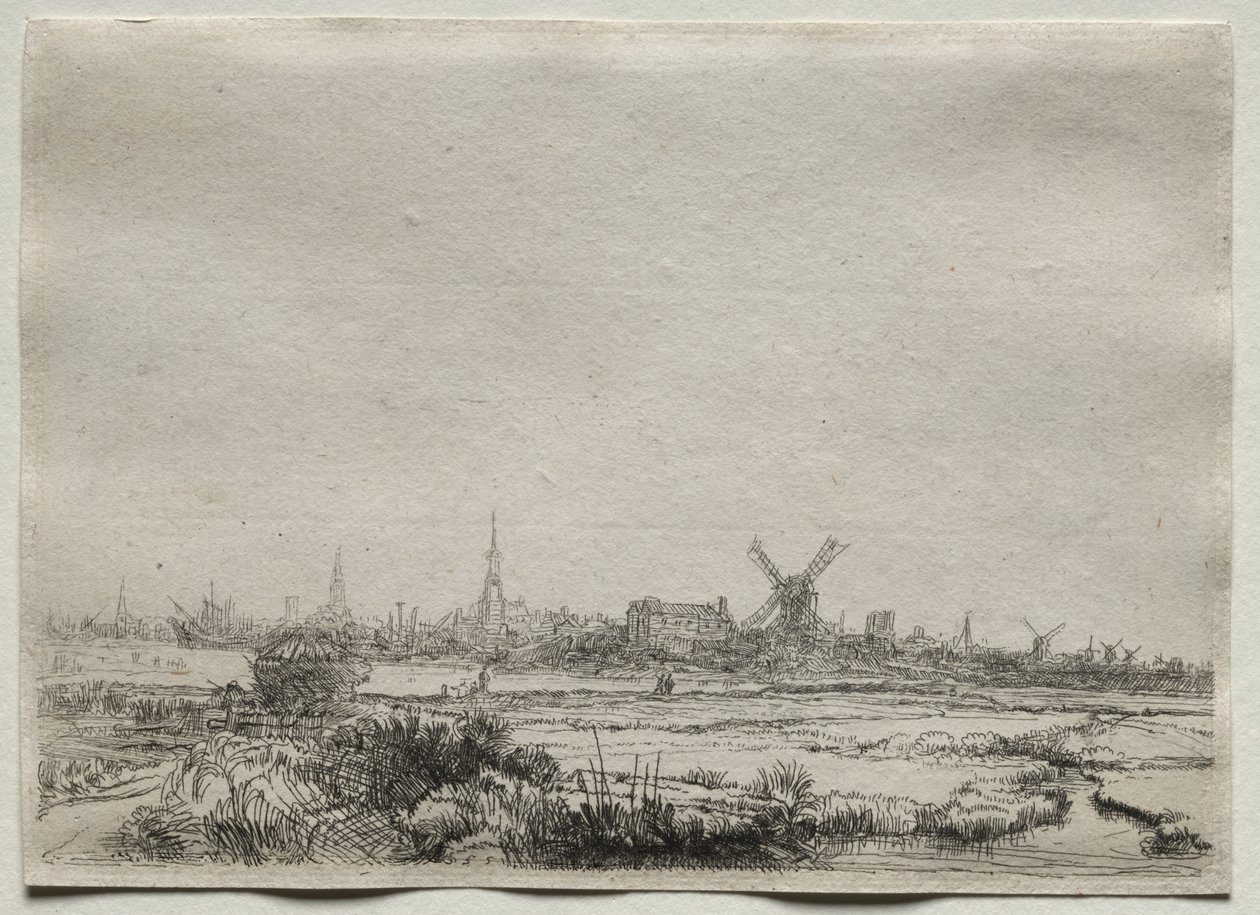 Copia della vista di Amsterdam da nord-ovest da copy after Rembrandt van Rijn