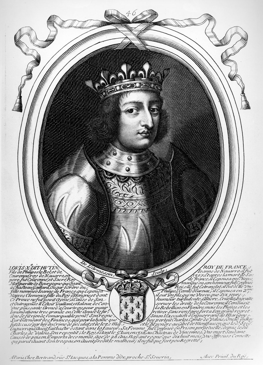 Luigi X (1289-1316) il Testardo, Re di Francia e Navarra, da 