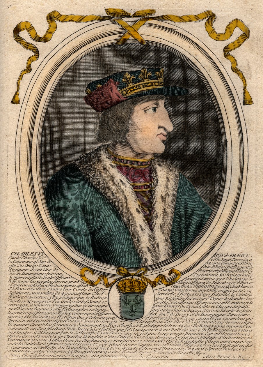 Ritratto di Carlo VI (1368-1422), Re di Francia - CARLO VI (1368-1422) Re di Francia da de Larmessin