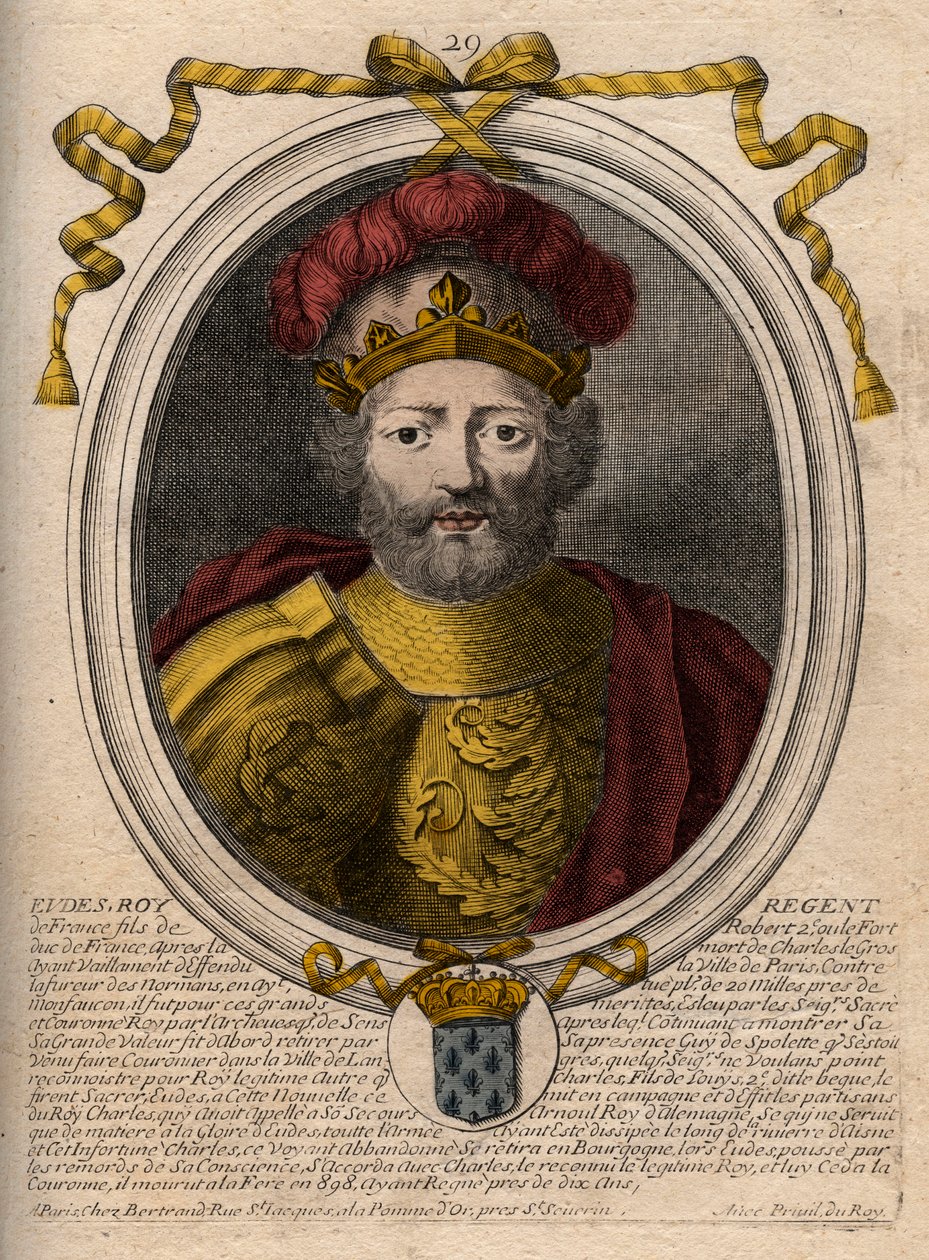 Ritratto di Eudes (Odon) (ca. 860 - 898), conte di Parigi e Troyes, poi re di Francia - EUDES conte di Parigi eletto al trono di Francia dopo la deposizione di Carlo l