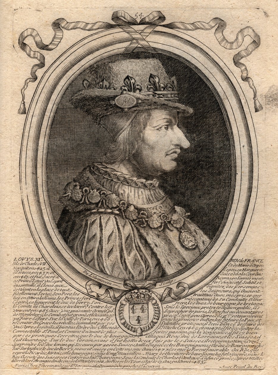 Ritratto di Luigi XI (1423-1483), Re di Francia - Ritratto di Luigi XI di Francia (1423-1483), Re di Francia - incisione da 
