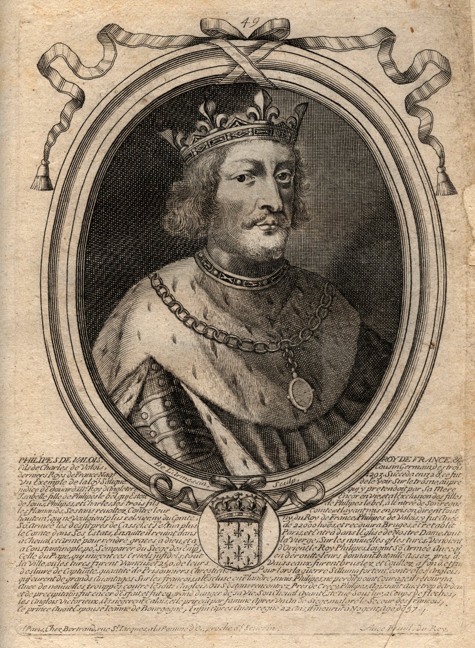 Ritratto di Filippo VI di Valois (1294-1350), re di Francia - incisione da 